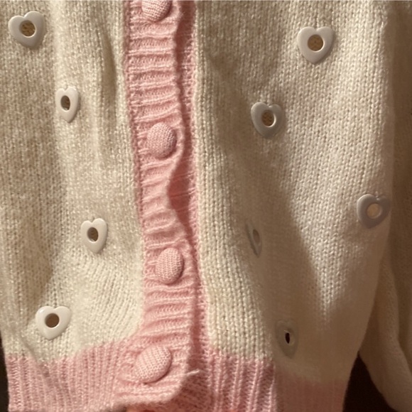 NWT For Love and Lemons Cropped Lovejoy Metallic Hearts Sweater Cardigan S - Picture 2 of 6